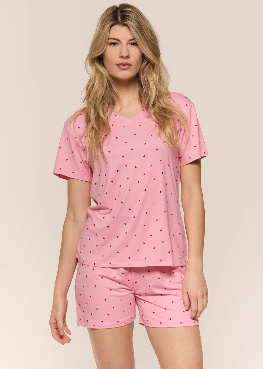 Short pyjama set with hearts