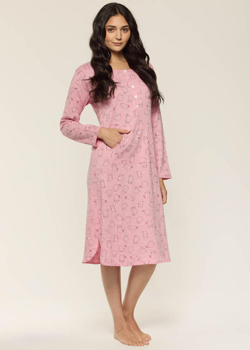 Long nightgown with cats 100% Cotton