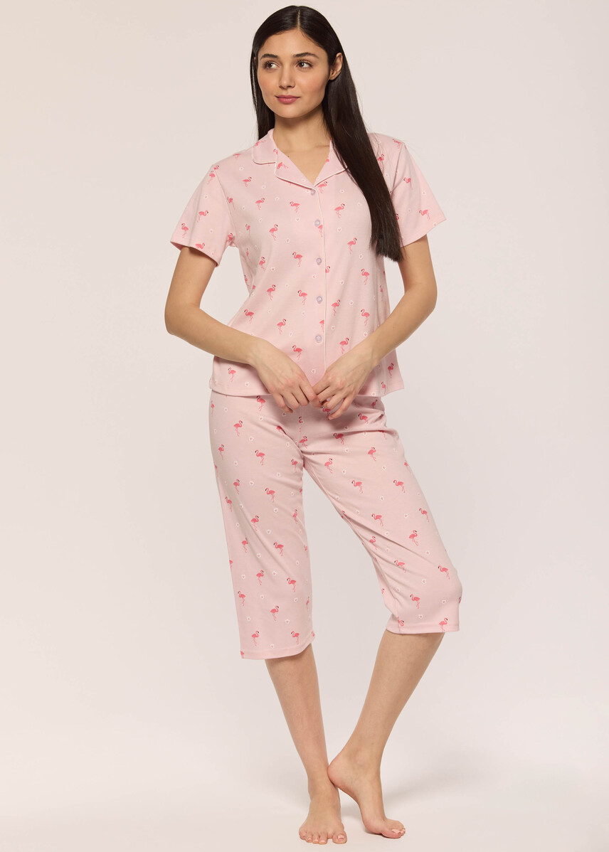 Capri pyjama set with flamingo