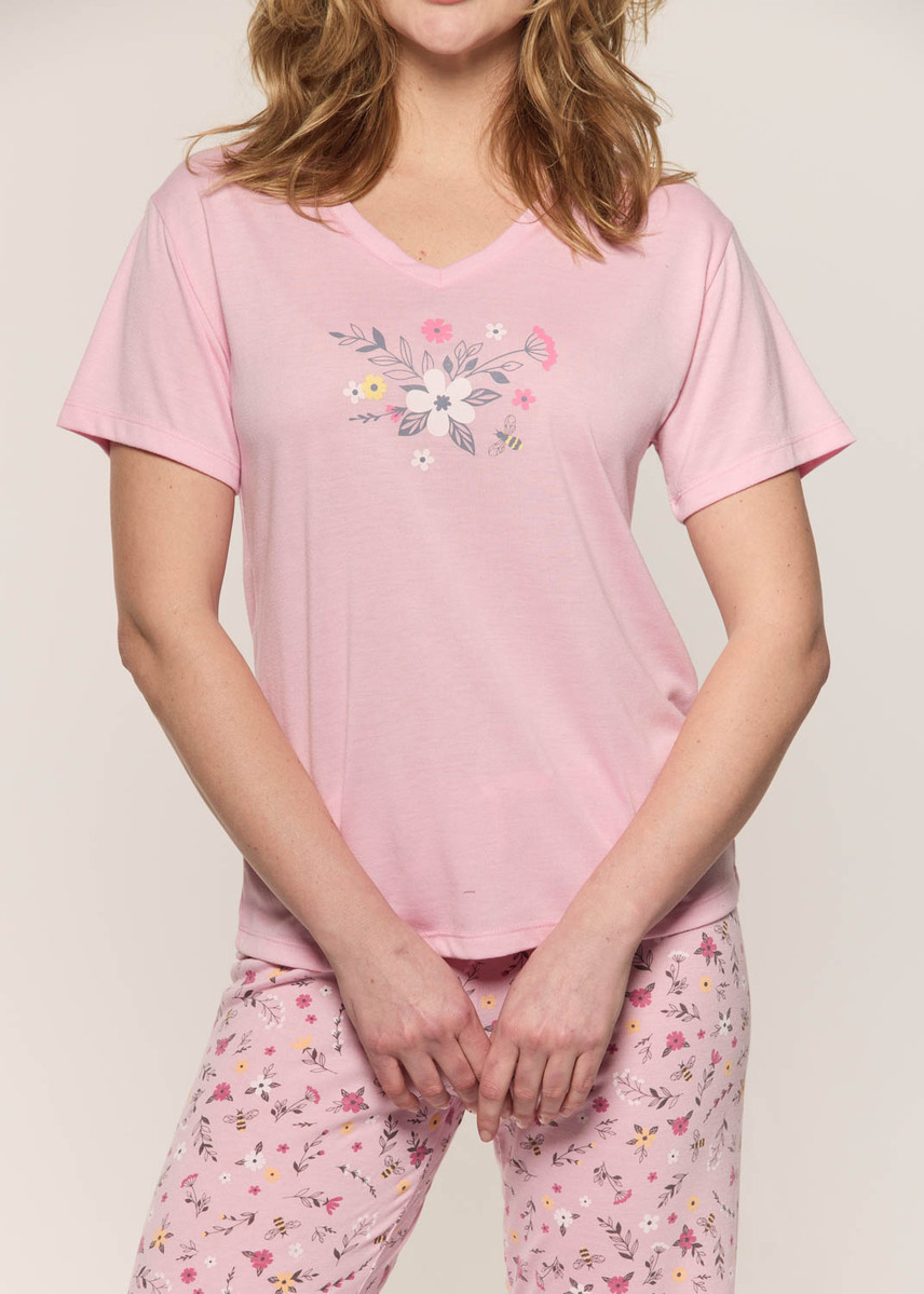 Capri pyjama set with plain top