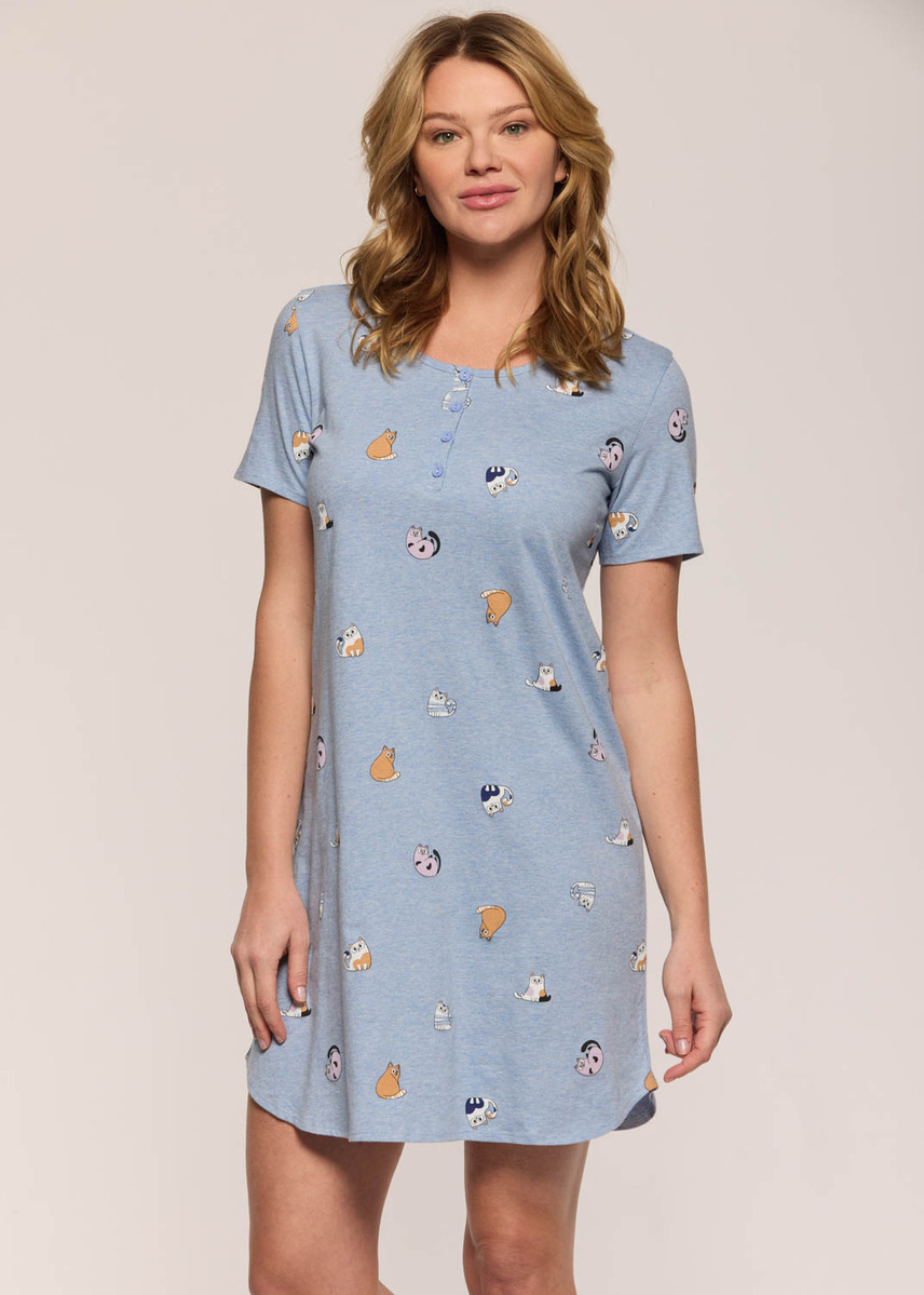 Nuisette courte avec chats 100% Coton